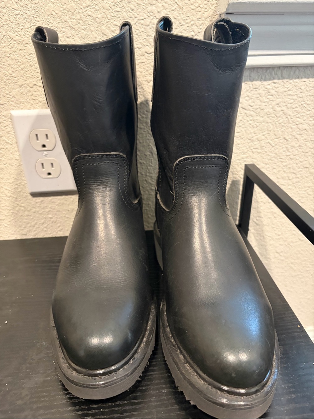 Black Leather Work Boots
